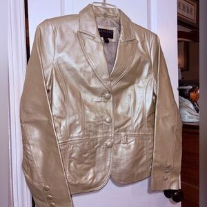Bernardo Genuine Leather Metallic Champagne Blazer Jacket M